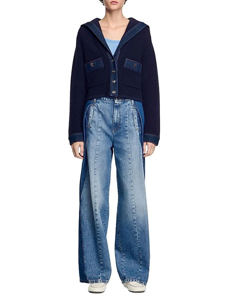 Sandro Cardigan with Denim Details 6