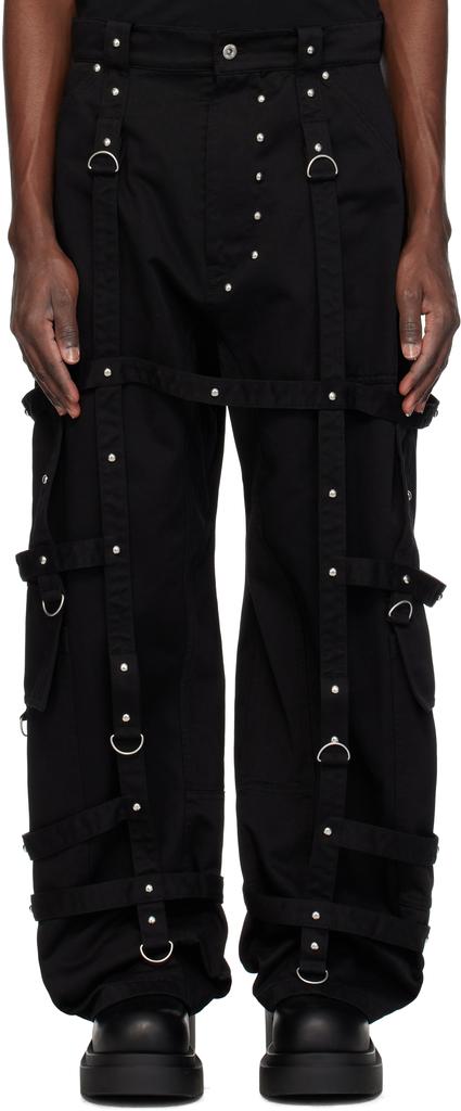 We11done Black Strapped Cargo Pants