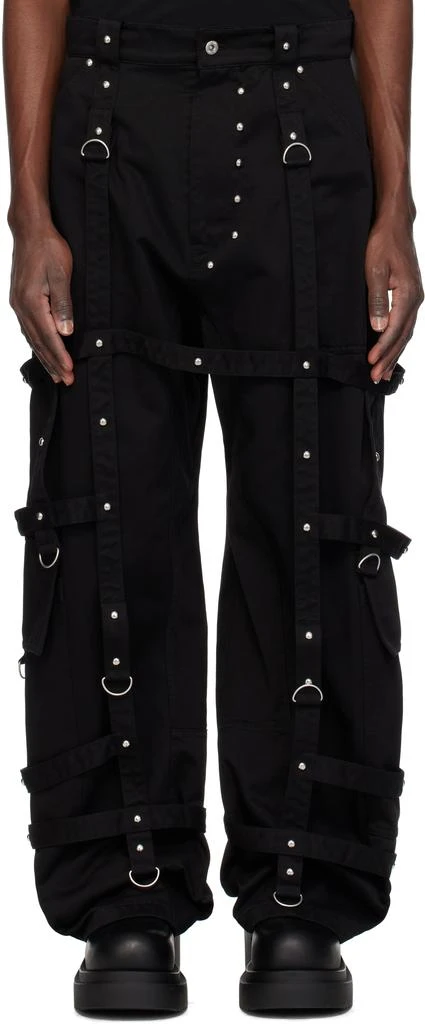 We11done Black Strapped Cargo Pants 1
