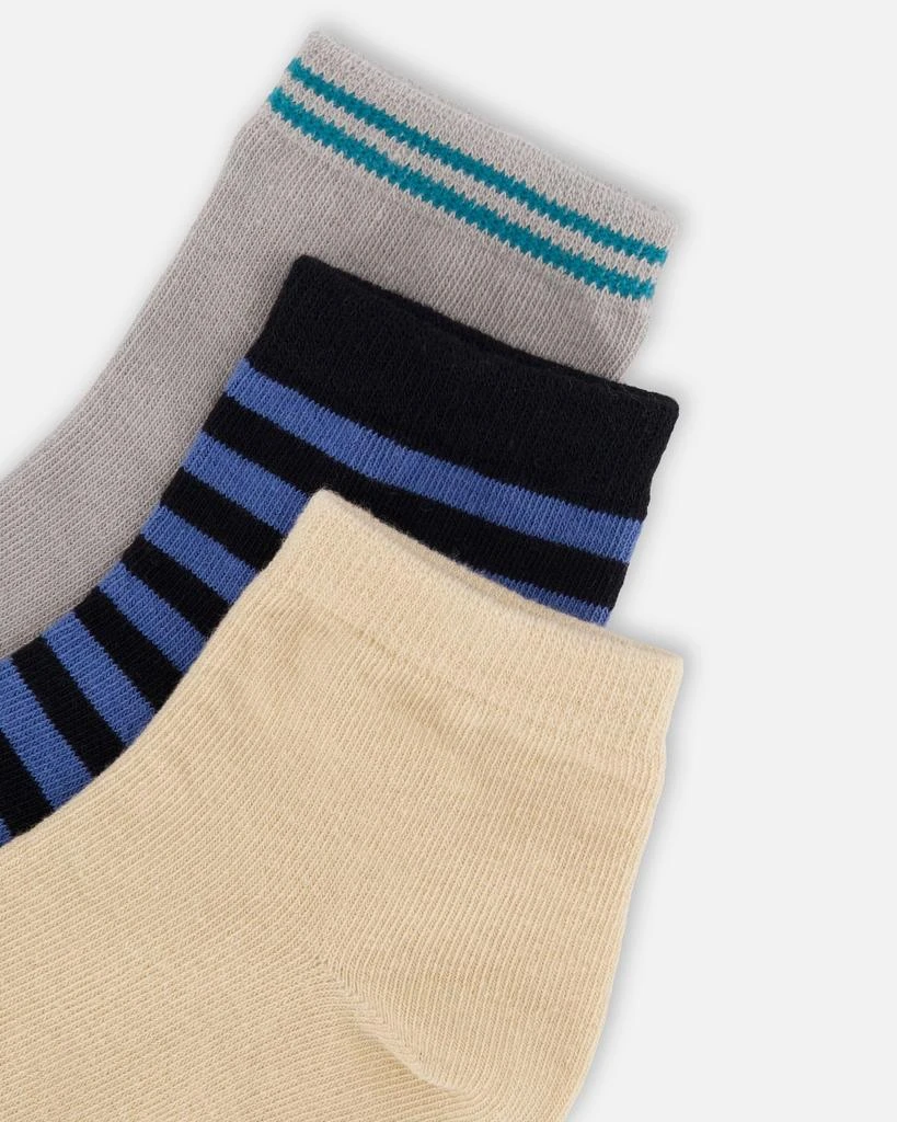 Deux par Deux Socks (3 Pairs) Set Striped Blue and Black 3