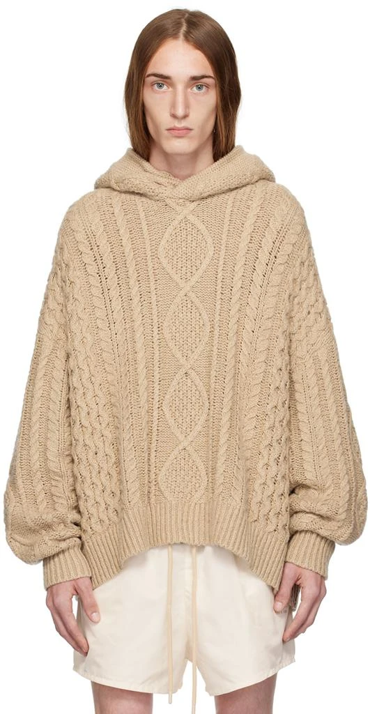 Fear of God ESSENTIALS Beige Cable Hoodie 1