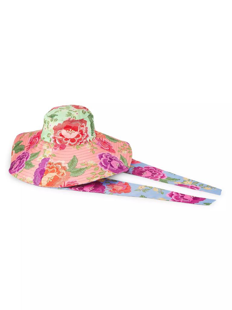 Farm Rio Flowers Tie-Strap Sun Hat