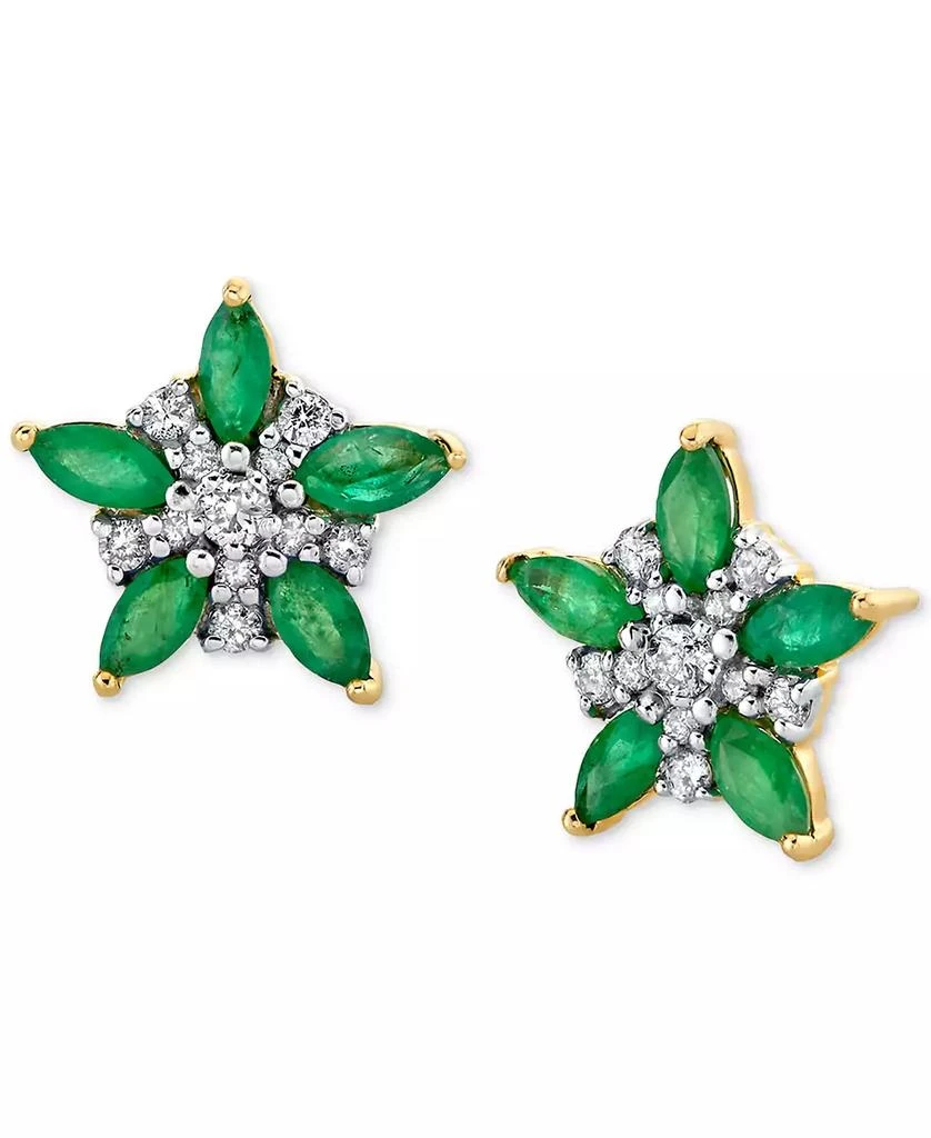 Macy
s Emerald (1 ct. t.w.)
Diamond (1/5 ct. t.w.) Flower Stud Earrings in 14k Gold 1