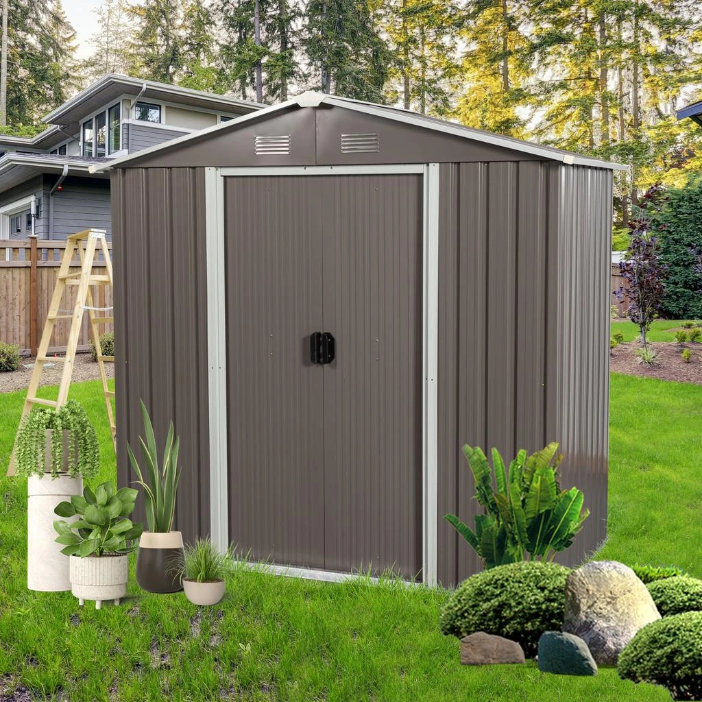 Streamdale Furniture Streamdale 8FT X 4FT Outdoor Metal Storage Shed 2