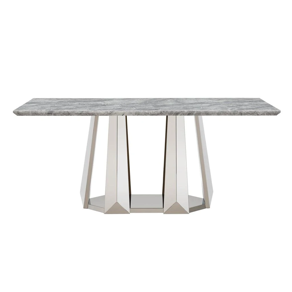 Streamdale Furniture Streamdale 70" Faux Marble Dining Table, Mirrored Base (Silver/Grey)