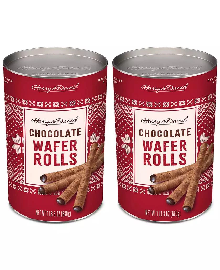 Harry & David 2 Pack Holiday Chocolate Wafer Rolls Tin, 24 Oz 1