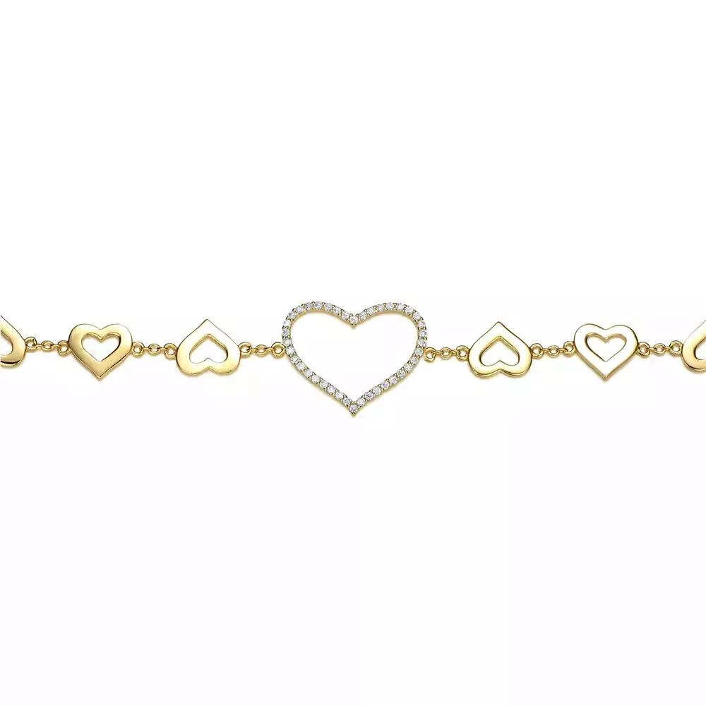 Rachel Glauber Teens Exquisite 14K Gold Plated CZ Heart Halo Charm Bracelet 3