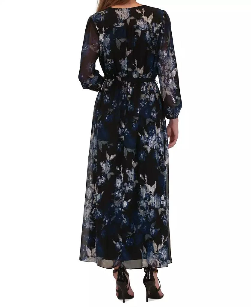 Robbie Bee Petite Balloon-Sleeve Foil Maxi Dress 3