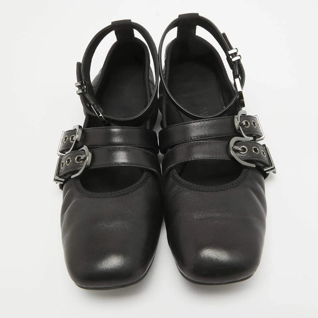 Stuart Weitzman Stuart Weitzman Black Leather Bolshoi Buckle Detail Ballet Flats Size 40 3