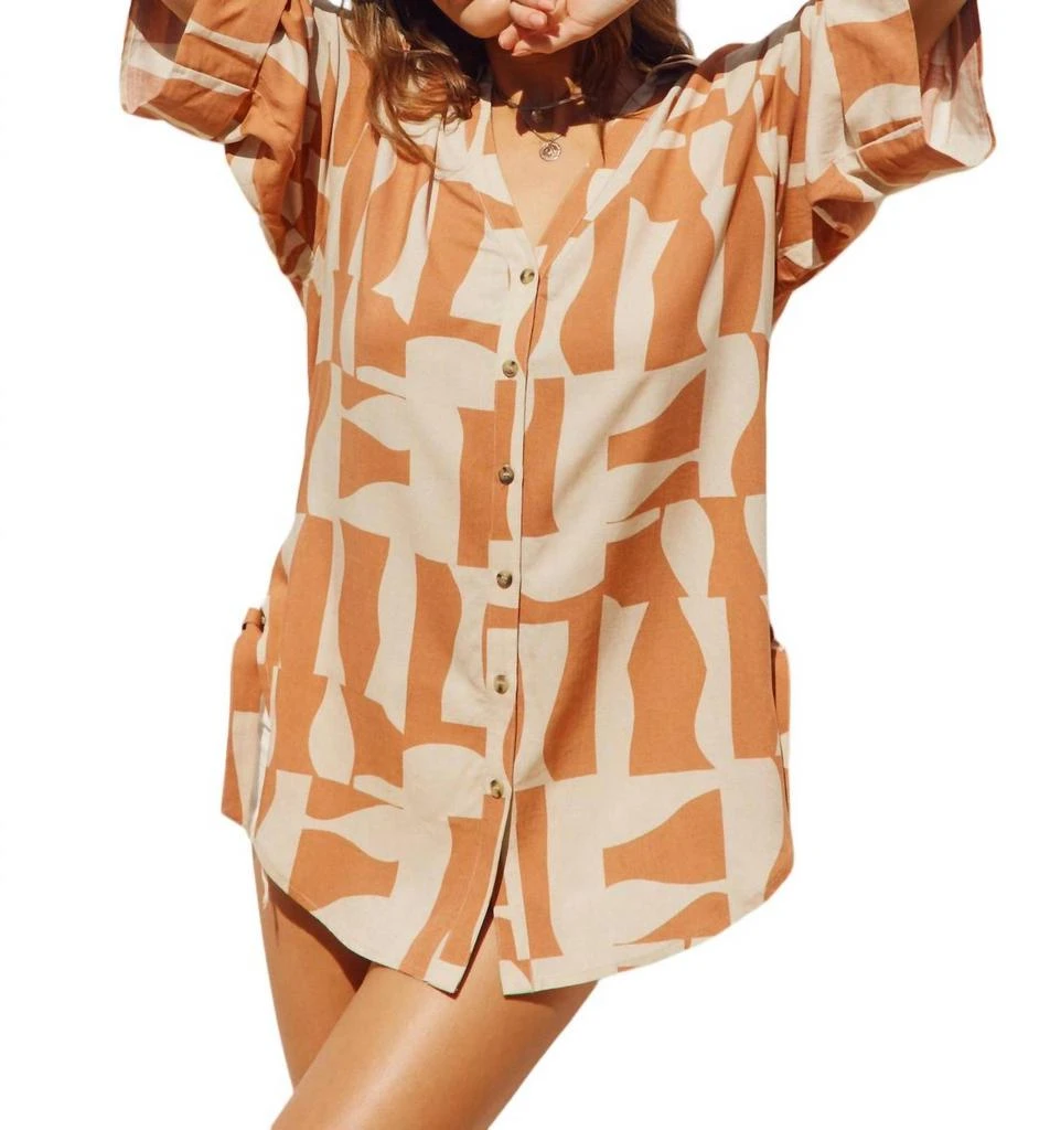 Dress Forum Tie Detail Tunic Shirt In Sun Bleached 1