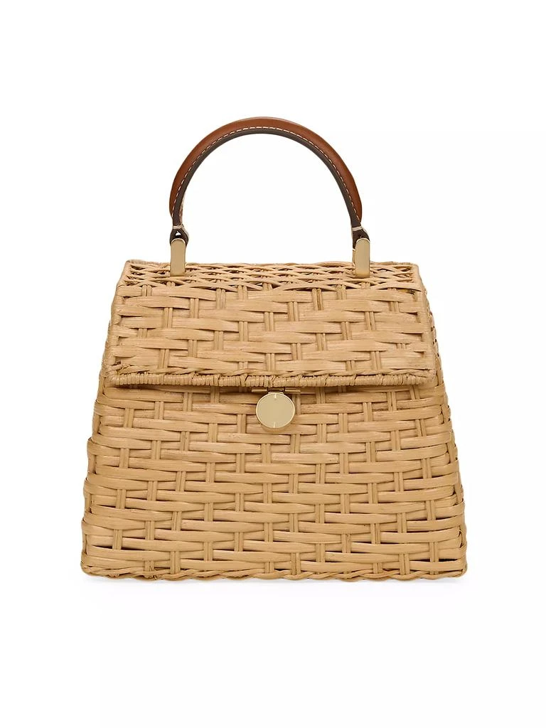 Cult Gaia Sybil Rattan & Leather Top Handle Bag 1