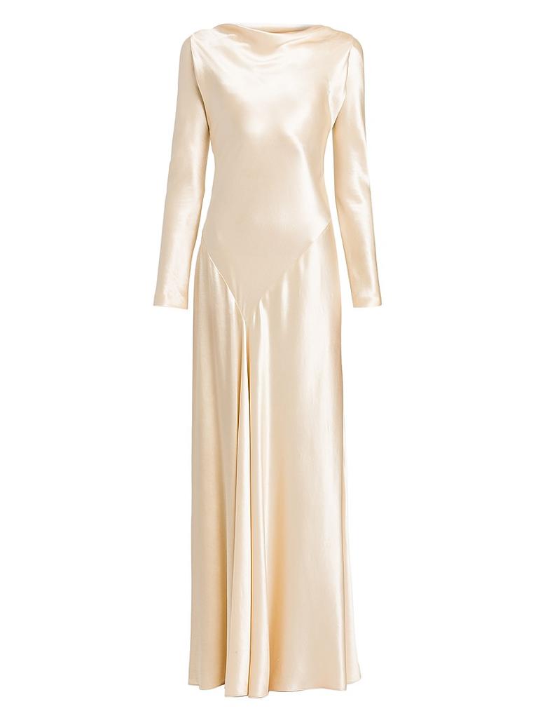 Alberta Ferretti Satin Bias-Cut Maxi Dress