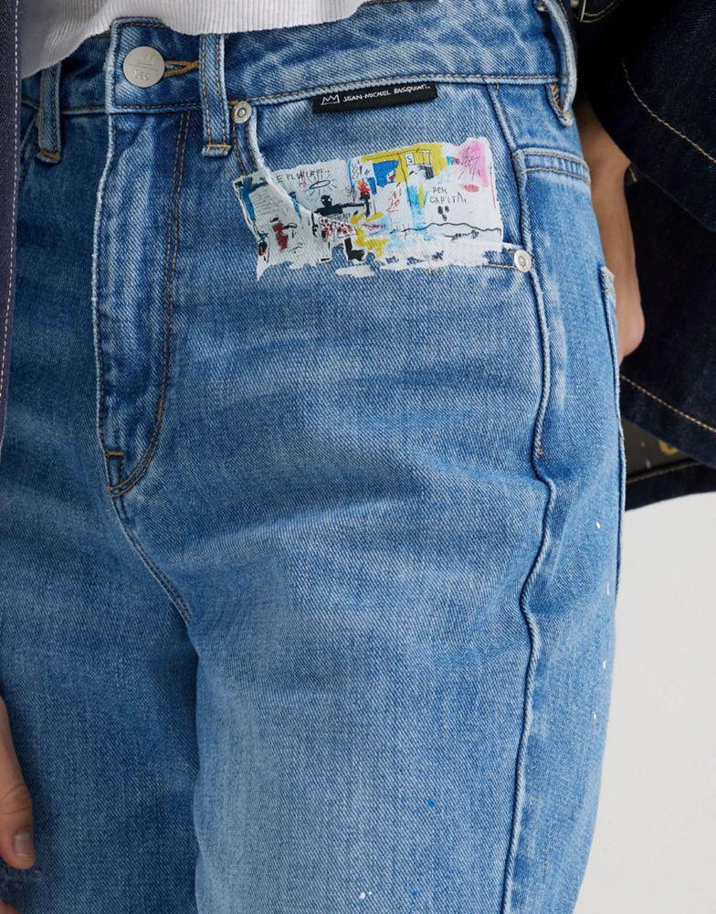 LEE Lee x Jean-Michael Basquiat capsule straight leg jeans in mid wash 2