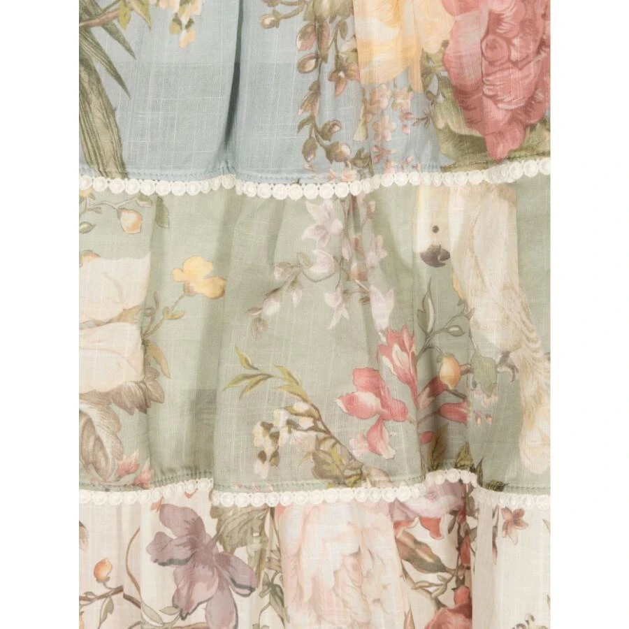 Zimmermann Kids All-Over Floral Print Square Neck Cotton Dress 3