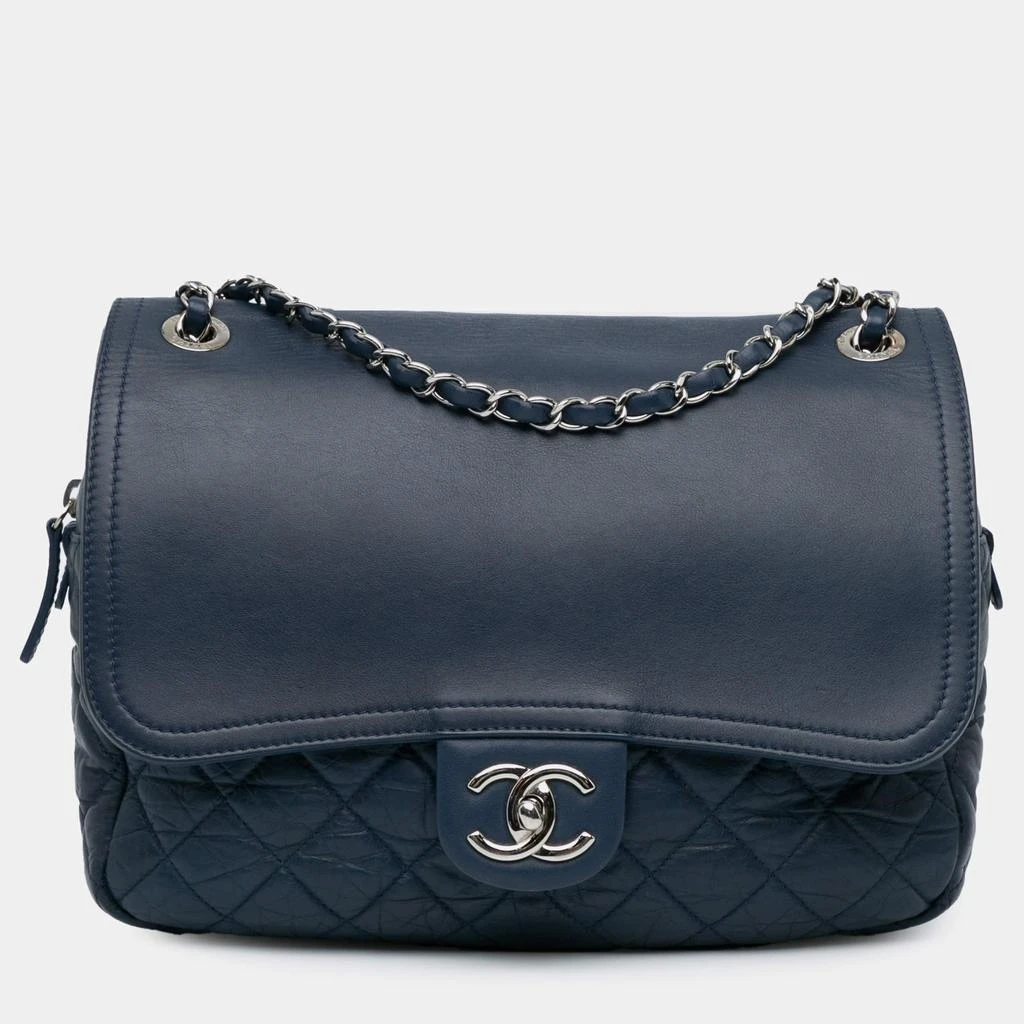 Chanel Chanel Navy Blue Quilted Calfskin Easy Zip Flap Bag 1