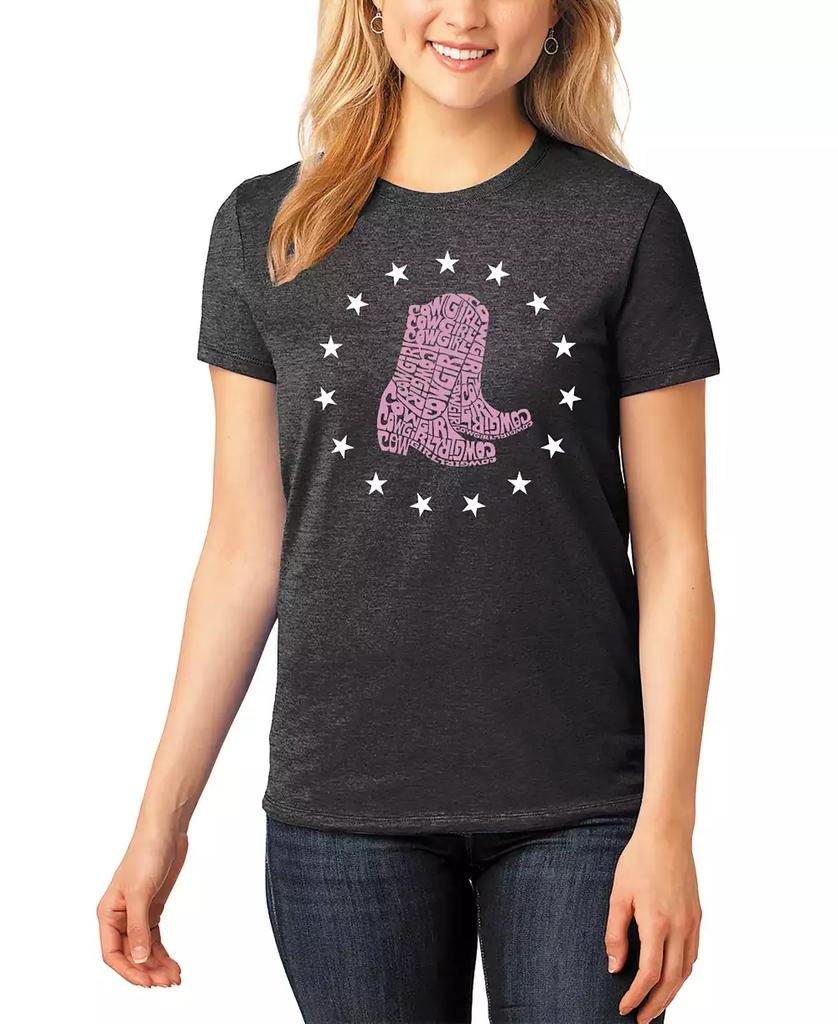 LA Pop Art Women's Cowgirl Boots Premium Blend Word Art T-Shirt