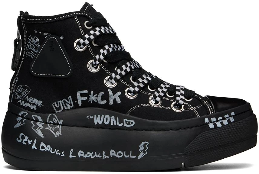 R13 Black Double Grommet Kurt High Top Sneakers 1