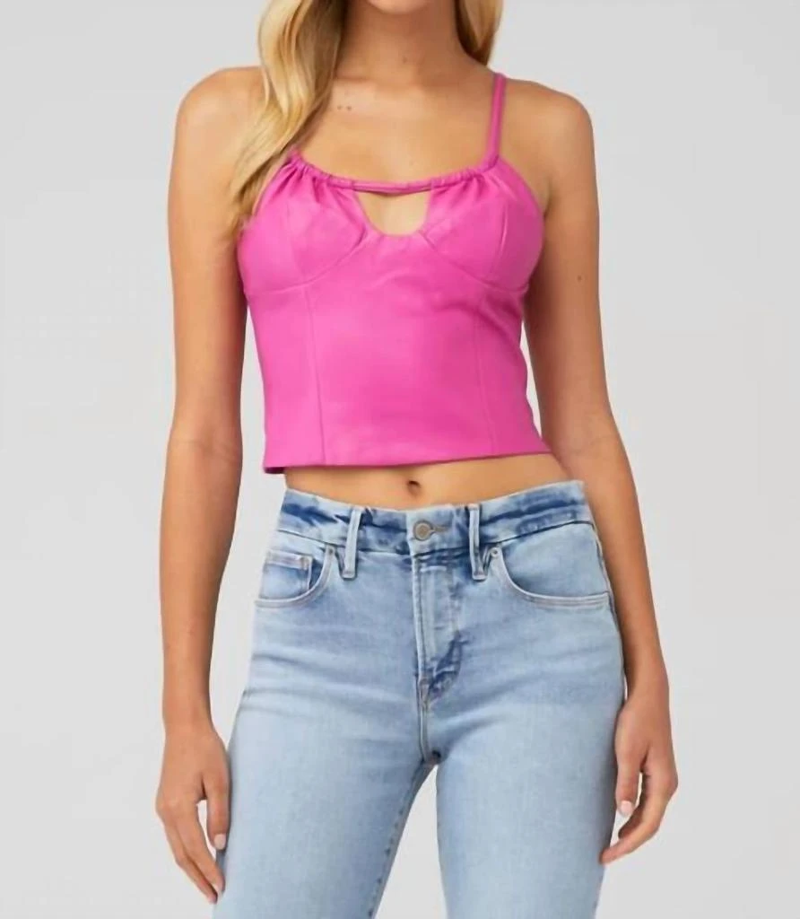 Wayf Faux Leather Cami Top In Magenta 1