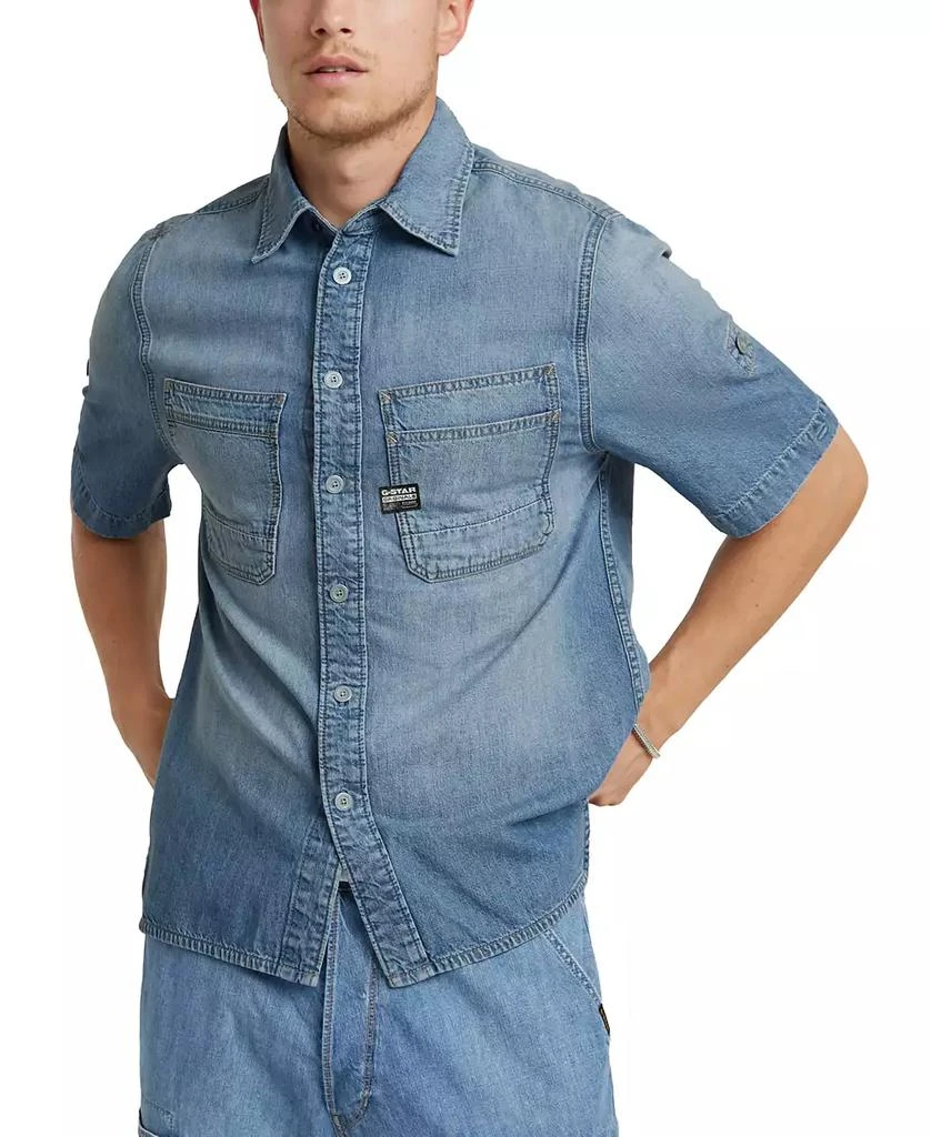 G-Star Raw Men's Straight-Fit Slanted Double-Pocket Denim Button-Down Shirt 1