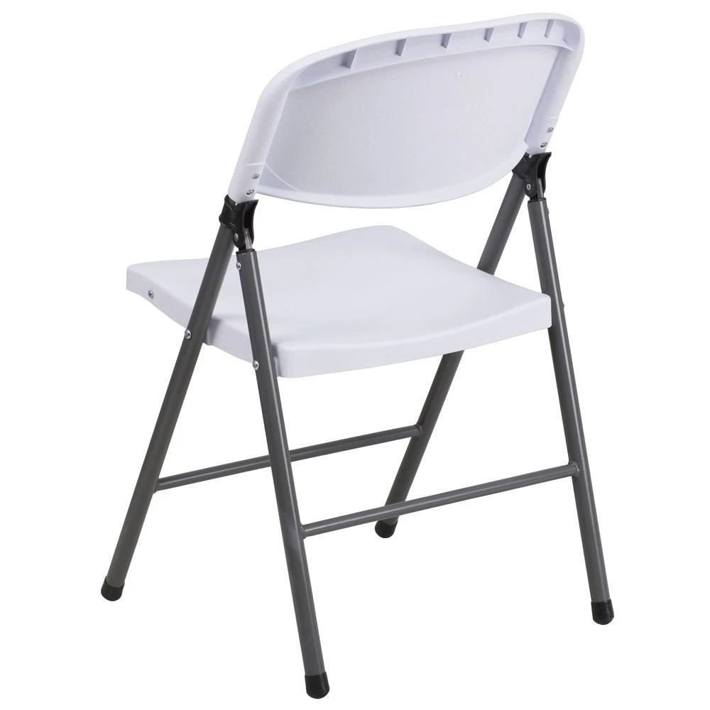 Flash Furniture HERCULES Series 330 lb. Capacity Granite White Plastic Folding Chair with Charcoal Frame 4
