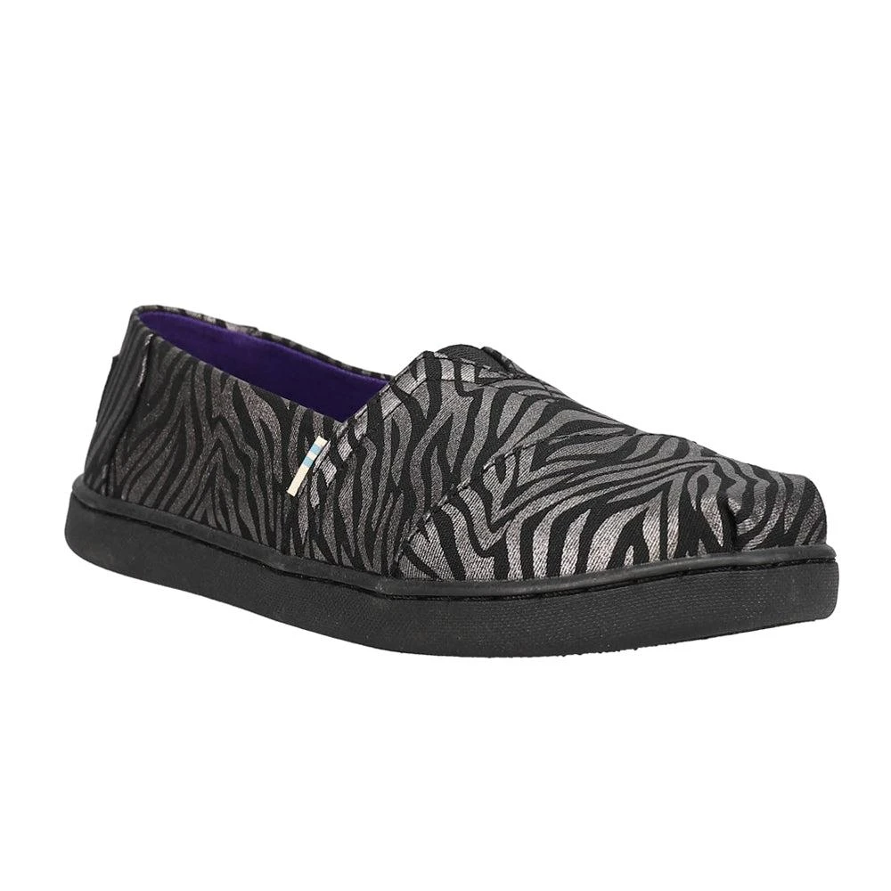 TOMS Alpargata Zebra Shimmer Alpargata Slip On Flats (Big Kid) 2