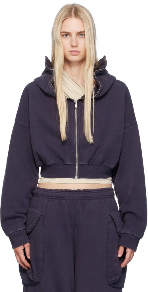 Shop Black Cropped Full Zip Hoodie on Sale at BeyondStyle