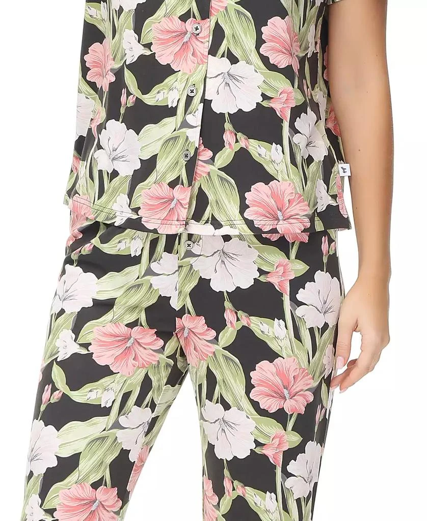 Echo Design Women's 2 Piece Printed Short Sleeve Notch Top with Pants Pajama Set 3