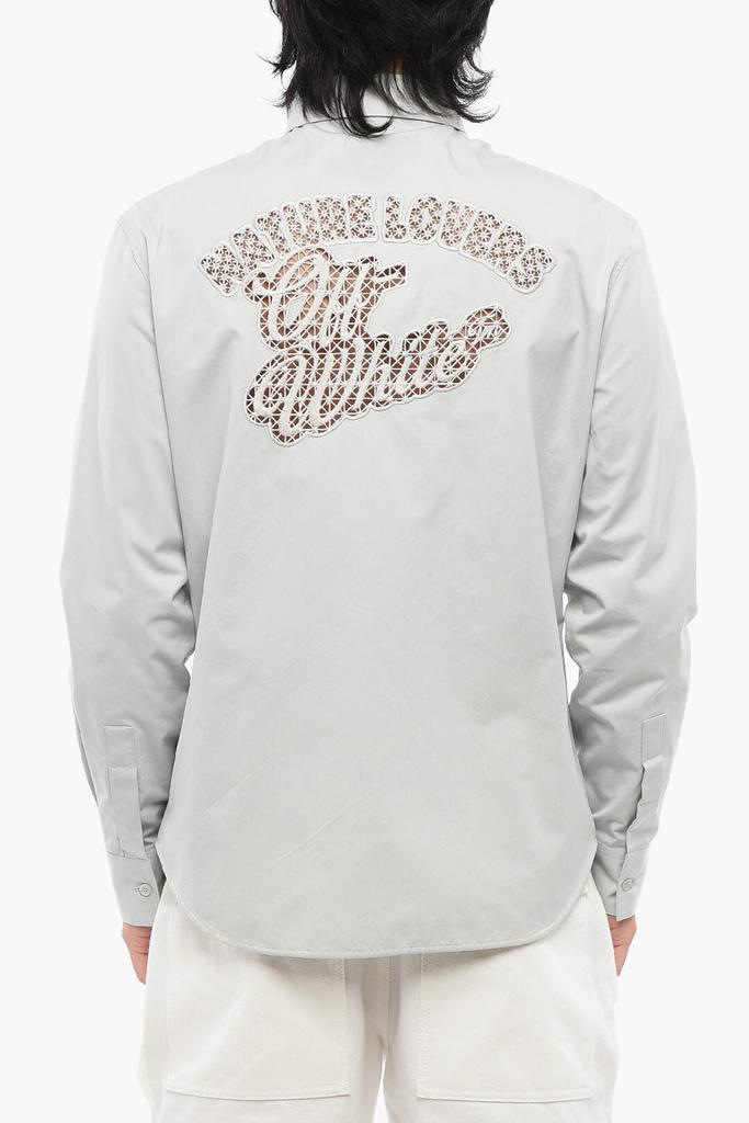 Off-White Off-White Cotton NATLOVER Shirt with Openwork Embroidery