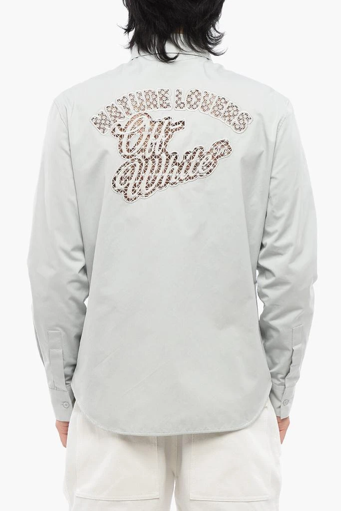 Off-White Off-White Cotton NATLOVER Shirt with Openwork Embroidery 2