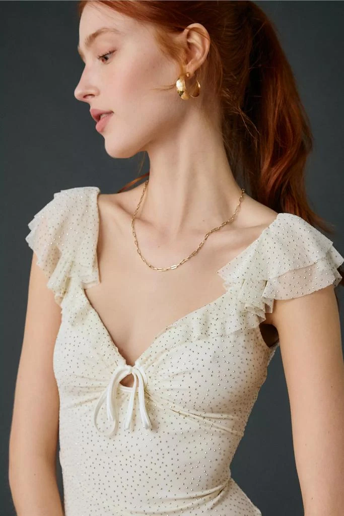 UO Hyacinth Rhinestone Studded Asymmetric Ruffle Midi Dress  On Sale Now  with Up to 37% Off | Discover Exclusive Deals & Savings at BeyondStyle   Authentic Urban Outfitters womens|Dresses|Women's with Limited-Time