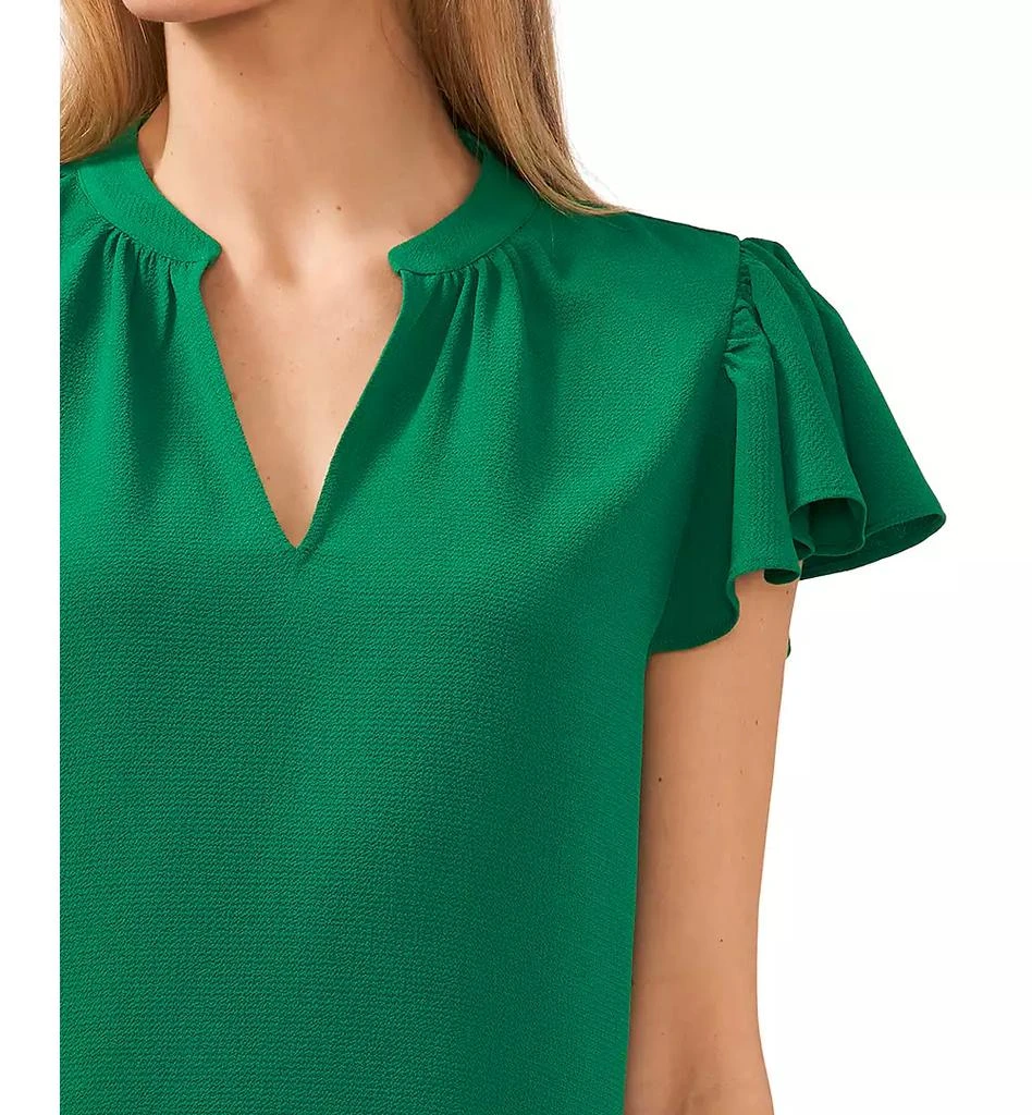 CeCe Women's Short Ruffled Sleeve Solid V-Neck Blouse 5