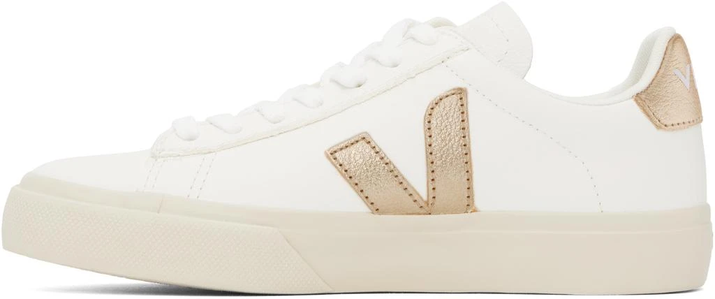 Veja White & Gold Campo Leather Sneakers 3
