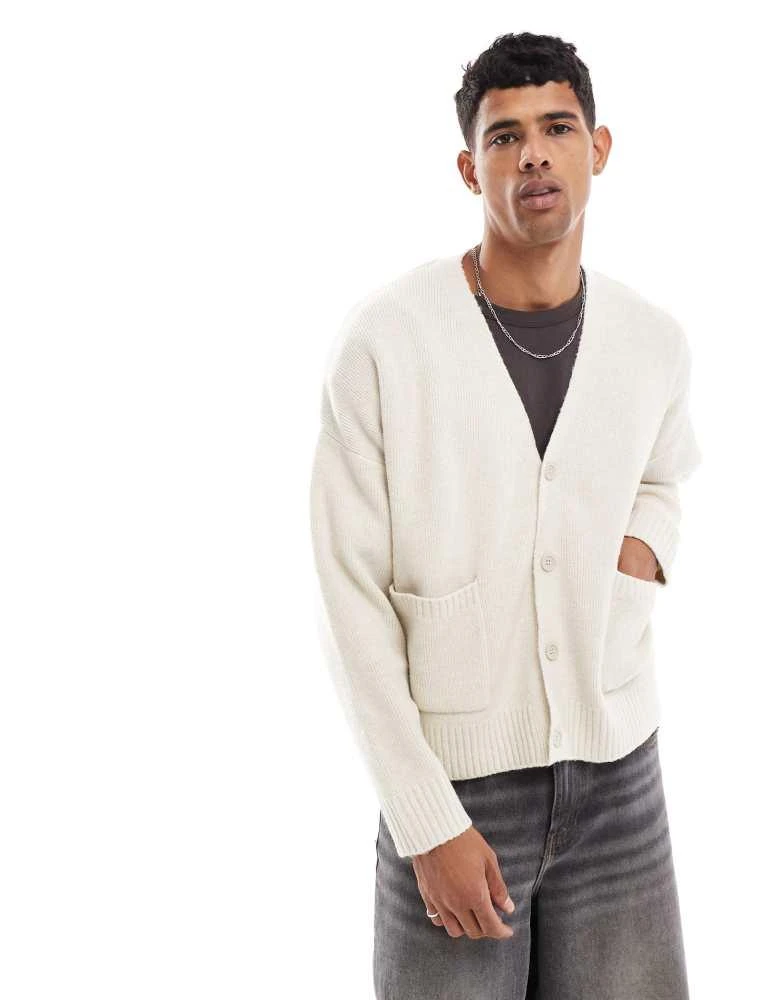 Bershka Bershka knitted cardigan in sand 1
