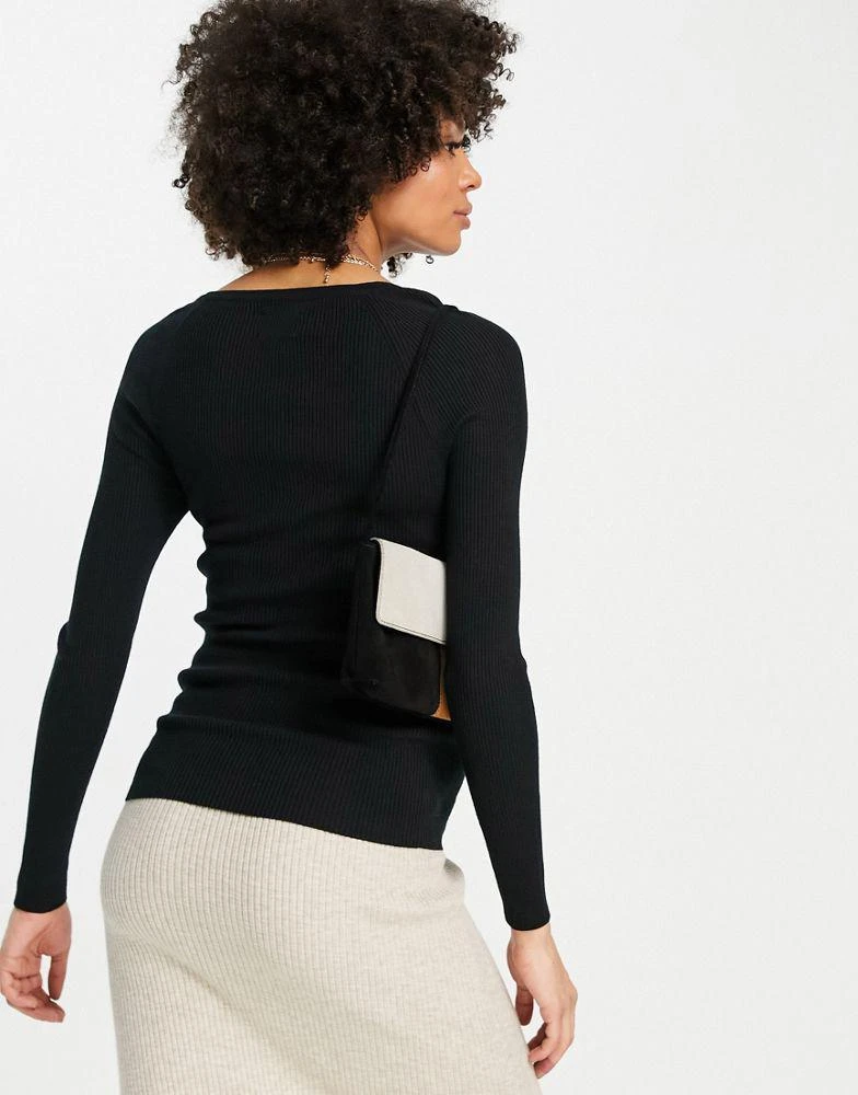 ASOS ASOS DESIGN Maternity jumper in rib with square neck in black 2