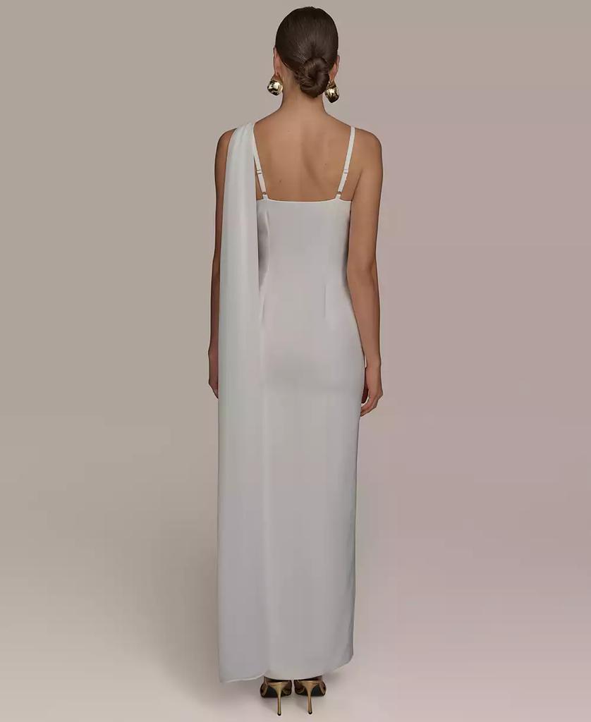 【Donna Karan New York】Straight-Neck Chiffon-Sash Gown Donna Karan Straight-neck Chiffon-sash Gown in Natural | Lyst