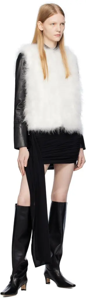 Yves Salomon White Round Neck Feather Vest 4
