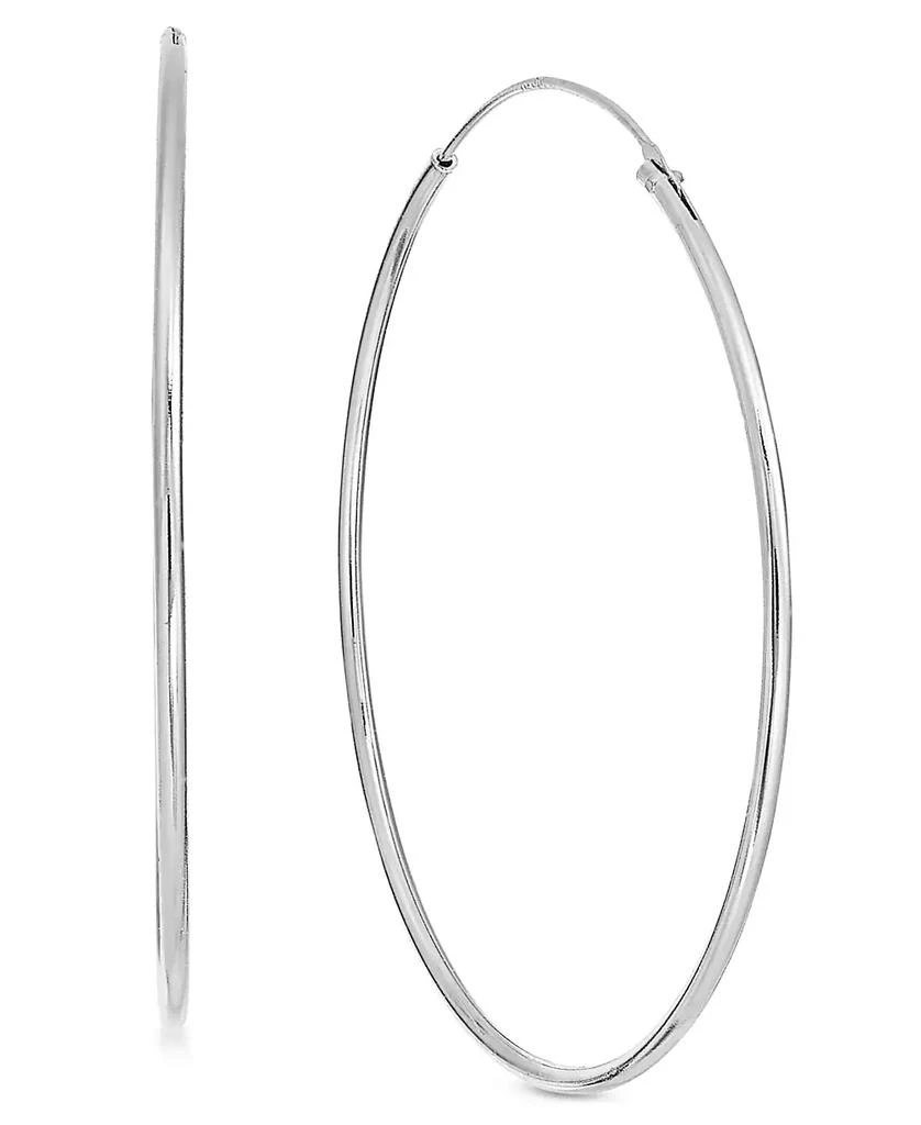 Essentials Large Silver Plated Endless Wire Medium Hoop Earrings 1