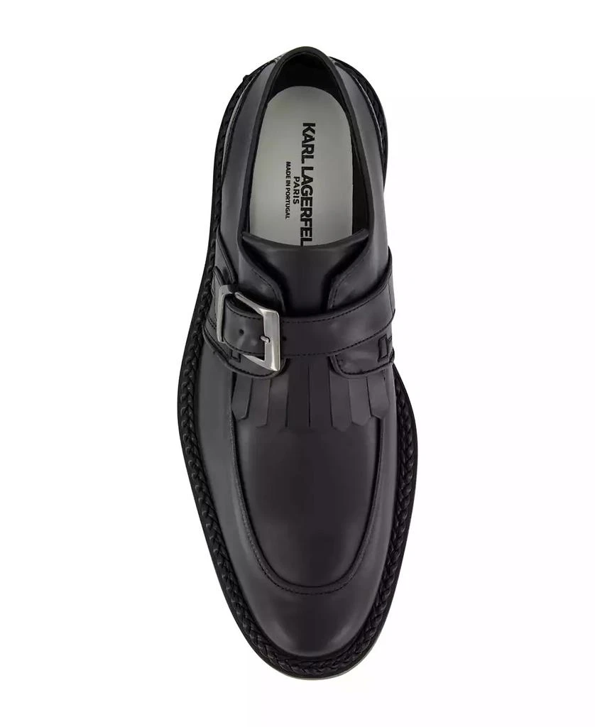 Karl Lagerfeld Paris Men's White Label Monk Strap Moc Toe with Fringe Shoes 4