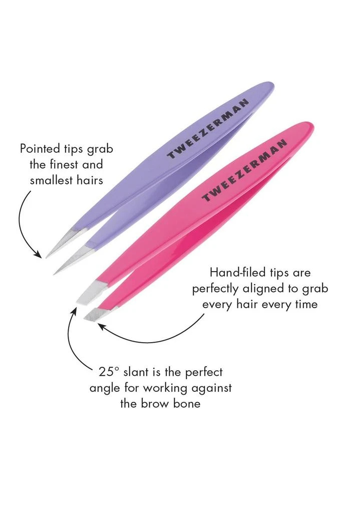 Tweezerman Mini Slant Oval & Point Tweezer Combo Set 2