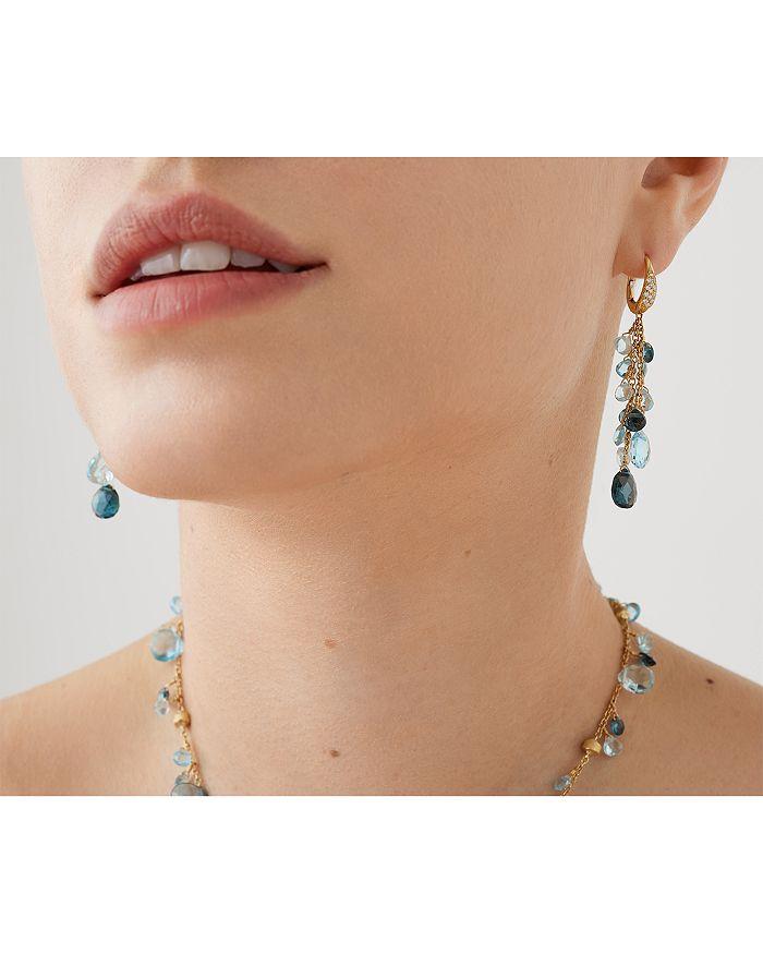 Marco Bicego 18K Yellow Gold Paradise Multi Blue Topaz & Diamond Linear Drop Earrings