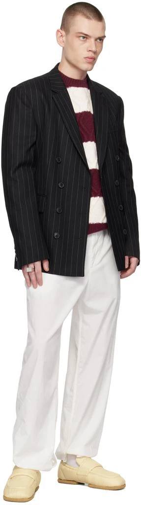 Dries Van Noten Off-White & Burgundy Striped Sweater 4