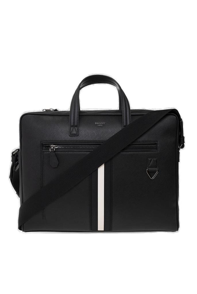 Bally Bally Logo Plaque Striped Zipped Briefcase