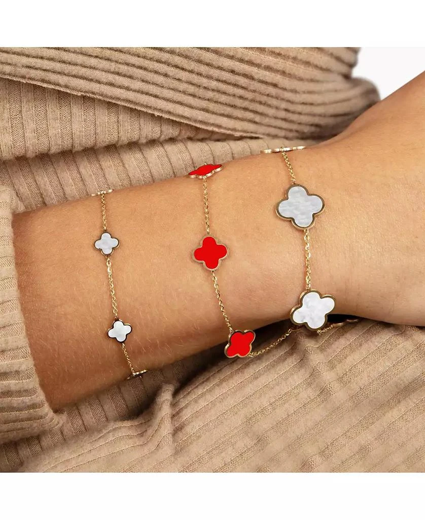 The Lovery Small Coral Clover Bracelet 14K Gold 3