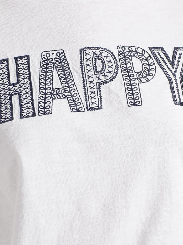 Cinq à Sept Embroidered "Happy" Cotton T-Shirt 7