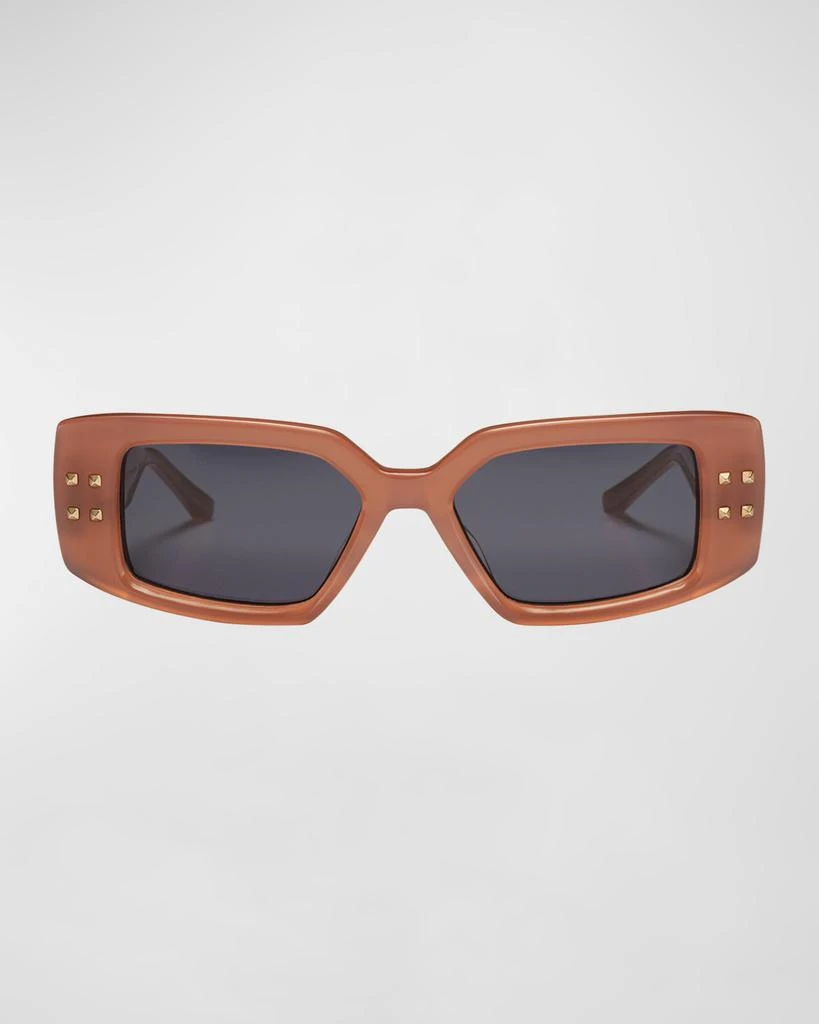 Valentino Cinque Rectangle Acetate & Titanium Sunglasses 3