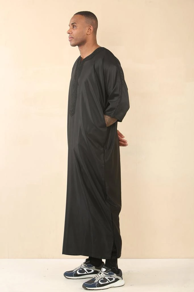 Arabic Thobes Men
s Black Moroccan Thobe Djellaba Jubba Robe Eid 2