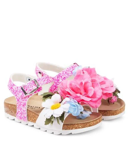 Shop Floral-appliqué glitter sandals on Sale at BeyondStyle – Get