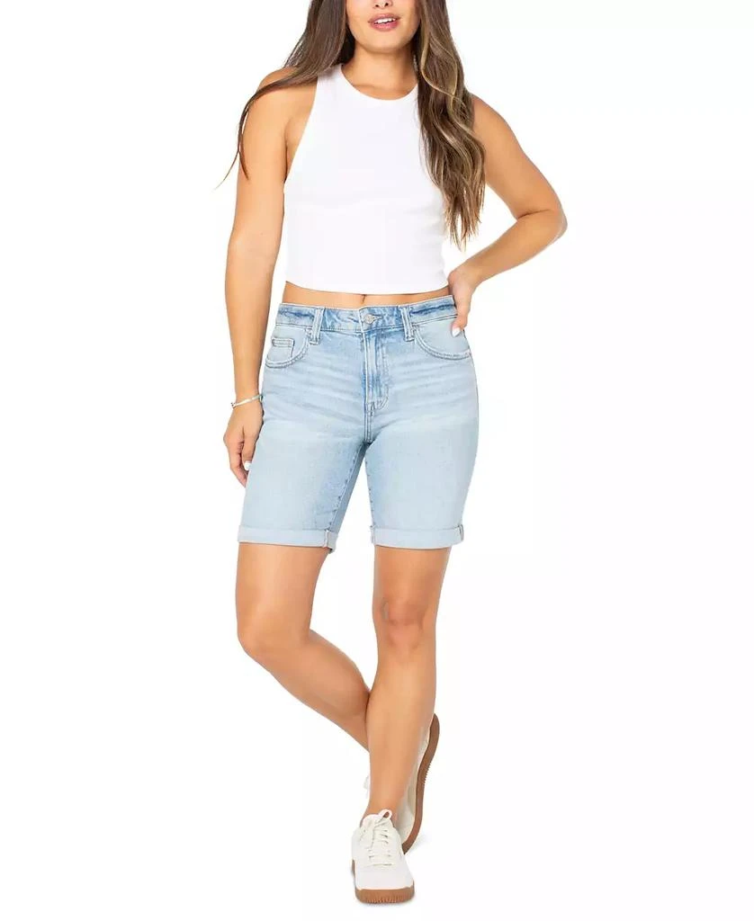 Celebrity Pink Juniors' Cuffed Hem Bermuda Denim Shorts 3