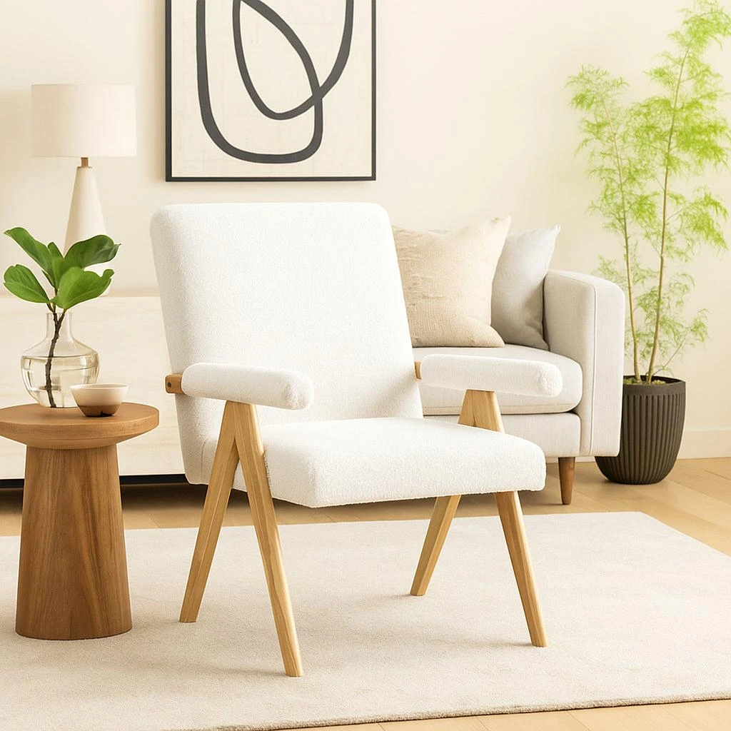 Hivvago Wooden Frame Lounge Chair with Soft Arm Padding