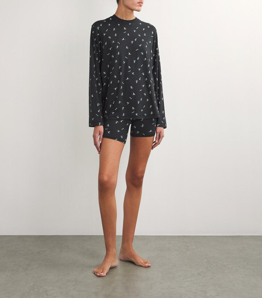SKIMS Ski Print Boyfriend Long-Sleeve Top & Boxers Set